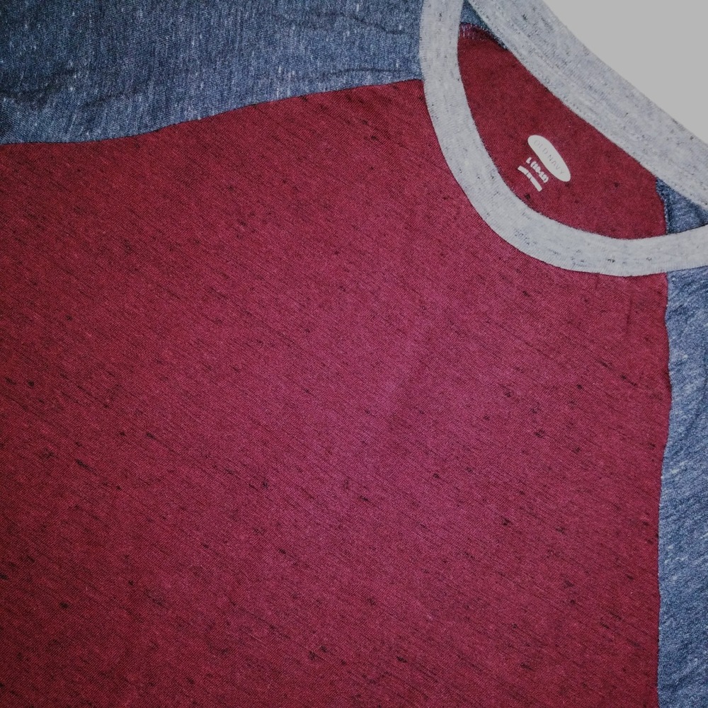Old Navy Kids Long Sleeve Baseball Tee Burgundy Greyโ Size L 10 12